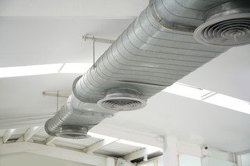 Air duct. Air Condition pipe line system flow industrial design, in white room