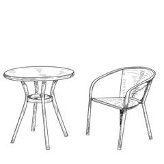 round table and chair sketch