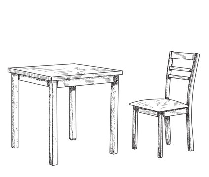 table and chair sketch, lines