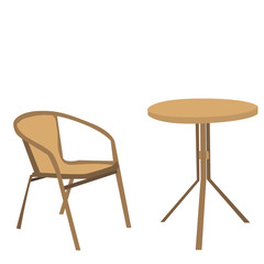 vector isolated table round and chair brown