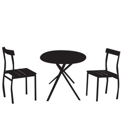 silhouette of a chair and a round table