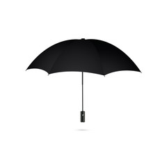Vector illustration of classic elegant opened black umbrella isolated on white background