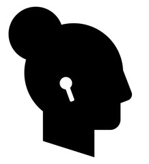 Woman with wireless earphones icon