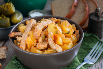 Azu - pork stew with potatoes and pickled cucumbers, horizontal