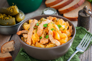 Azu - pork stew with potatoes and pickled cucumbers, horizontal