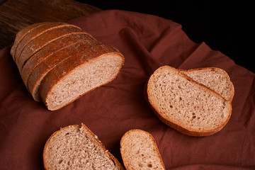 breads concept of teasty home food close up on wooden background