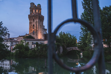 tower in padova at night