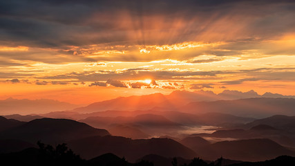 dramatic sunset in the hills
