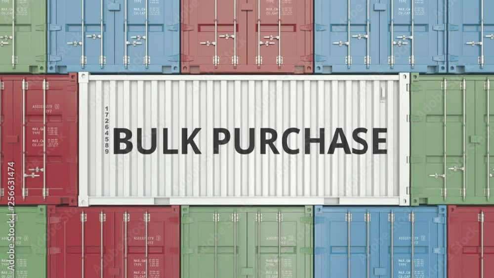 Poster container with bulk purchase text. 3d animation