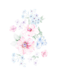 Beautiful hand drawn watercolor flower for your design and greeting cards for the holiday