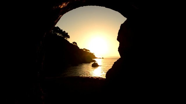 A beautiful sunrise on the beach of lloret de mar