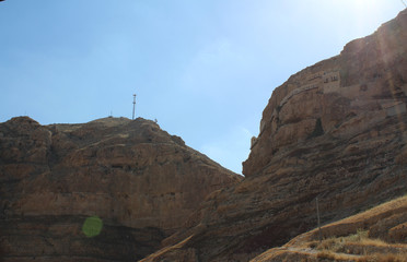 Mount of Temptation. The Monastery Of The Temptation where Jesus resisted the temptations of Satan after fasting for 40 days in the desert In Jericho, Palestine