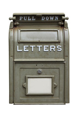 Vintage gray letter box isolated on white background