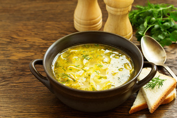 Chicken Soup with handmade noodles.