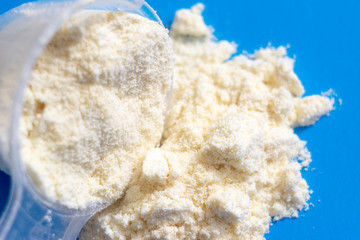 Sport supplement, creatine, hmb, bcaa, amino acid or vitamin mesure with powder. Sport nutrition concept. bcaa, l-carnitine, creatine