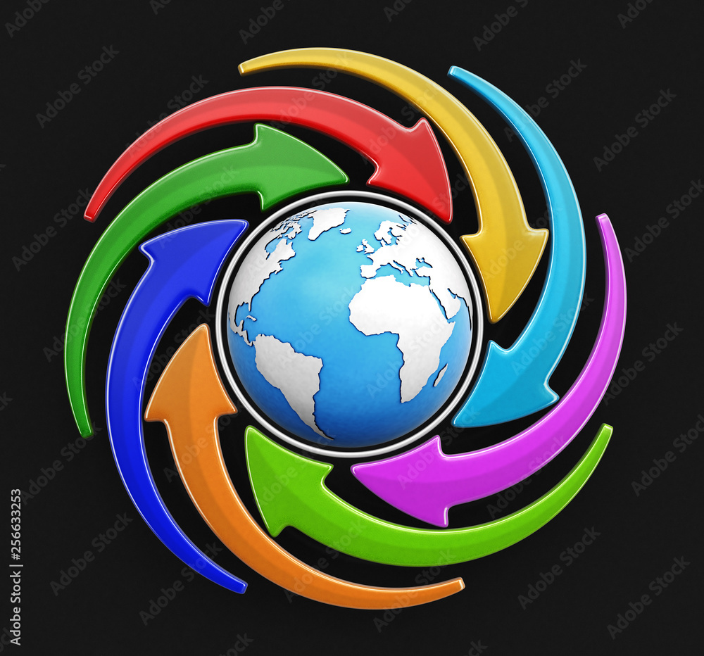 Poster globe and circular graph. image with clipping path