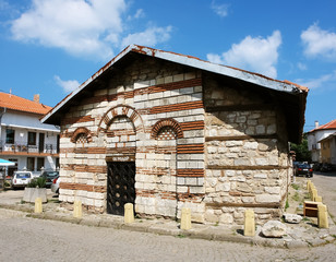 Ancient church of St. Todor on a small street in the old town of Nessebar, Bulgaria.