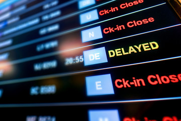 Flight time table showing flight delay