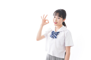 OKサインをする学生