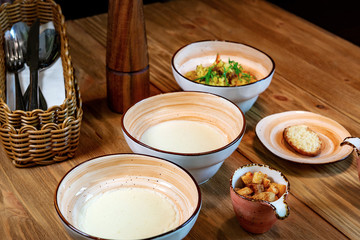 milk soup with croutons