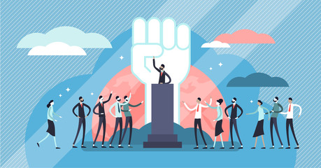 Populism vector illustration. Flat tiny leader manipulation persons concept