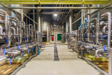 Pipeline and valve system in brewery for distribution and transportation of ingredients 