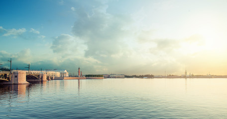 Fototapeta premium St. Petersburg. Russia. Peter and Paul Fortress at dawn. Early morning in Petersburg.