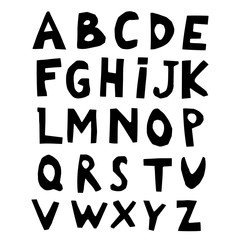 Paper Cut Alphabet. Capital letters. black letters on white background