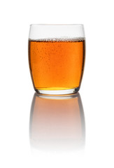 A glass with iced tea on a white background