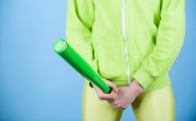 Big size. Street life. Sporty girl fighter. Fighting with aggression. aggressive woman with bat....