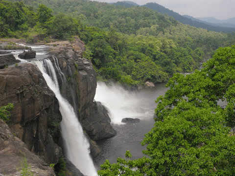 High view Athirappilly waterfalls in Kerala Kochi region