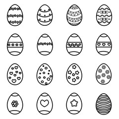 Black and white set of easter eggs