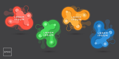 Set of Fluid color badges with abstract shape composition. Liquid gradient design element.