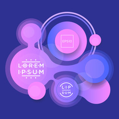 Fluid color badges with abstract shape composition. Liquid gradient design element.