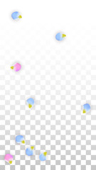 Vector Realistic Colorful Petals Falling on Transparent Background.  Spring Romantic Flowers Illustration. Flying Petals. Sakura Spa Design. Blossom Confetti. Design Elements for Wedding Decoration.