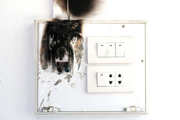 Burnt and melt down electrical output from over usage of electrical devices
