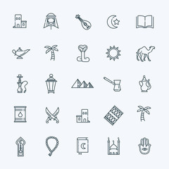 Outline icons set - Islam collection