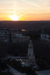 Nice sunset from the heights of the city of Madrid