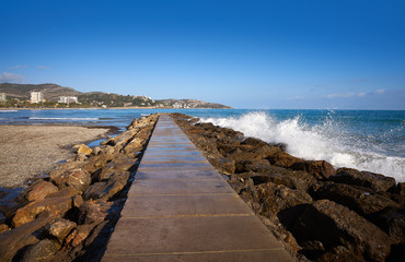 Benicassim breakwater in Castellon Spain