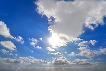 Naklejka premium Blue summer sky with white clouds