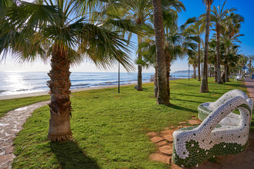 Oropesa de Mar beach mosaic bench park