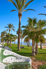 Oropesa de Mar beach mosaic bench park