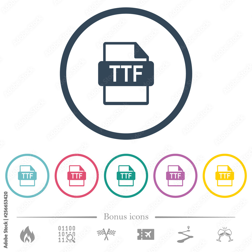 Poster ttf file format flat color icons in round outlines
