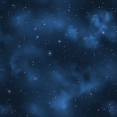 Naklejka na ściany i meble Vector beautiful dark blue starry sky seamless pattern or background
