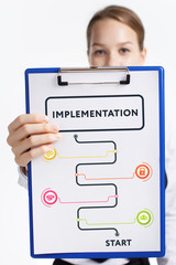 Business, technology, internet and networking concept. Young entrepreneur showing keyword:...