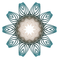 Mandala Pattern. Traditional Indian Mandala. Orient Tribal Circle Sign Illustration. Vector Illustration. Brown green pastel color