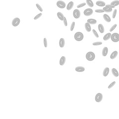 European Union Euro coins falling. Scattered black