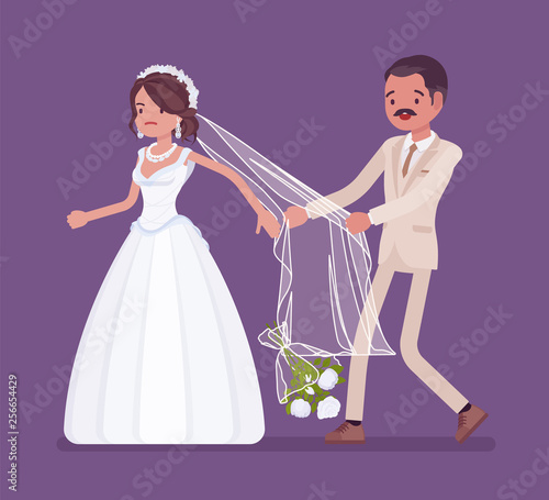 Angry Bride Leaving Groom On Wedding Ceremony Latin American