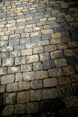 Stone blocks on the road as an abstract background