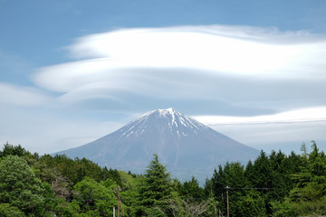 Viewed of Mount Fuji in Lake Tanuki, Shizuoka prefecture of Japan. 